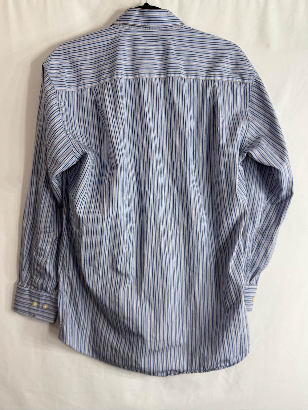 Scott Barber Men’s Blue Brown Striped Cotton Button Down Dress Shirt, Size M - Picture 5 of 5